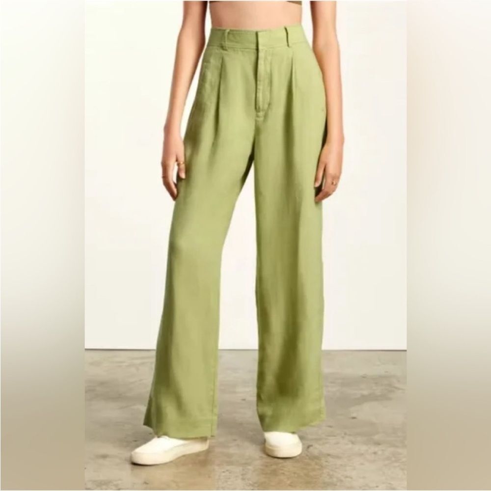 Everlane Green Linen Wide-Leg Trousers Size 6